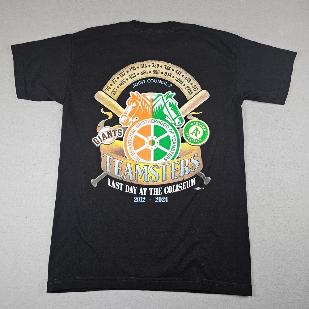 Teamsters Joint Council 7 Shirt Mens Medium Black Giants Oakland Athletics Tee